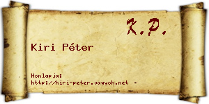 Kiri Péter névjegykártya
